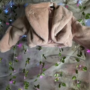 Forever 21 Pink Faux Fur Cropped Coat Size Small